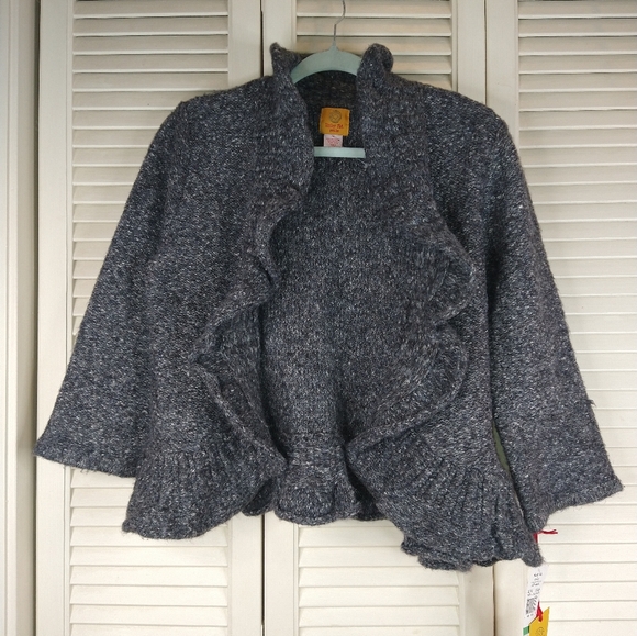 Gray Ruffled Cardigan - Picture 3 of 5